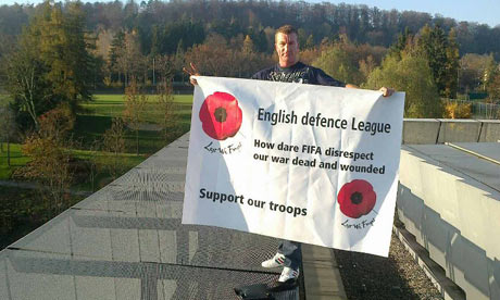 English Defence_League_on_top_of_FIFA_HQ_November_9_2011