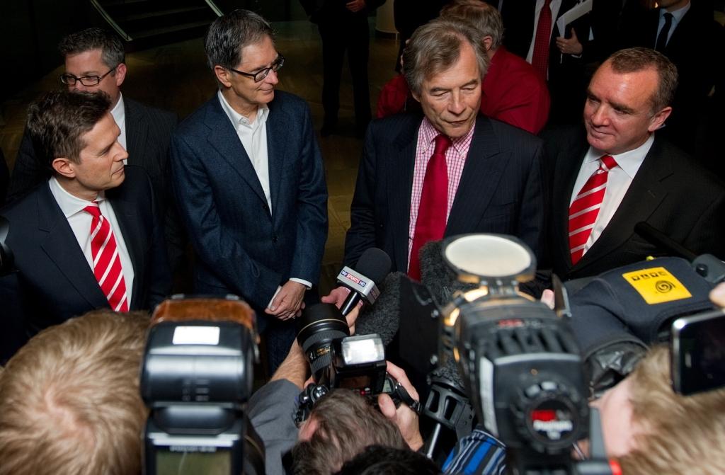 John W._Henry_2nd_L_the_clubs_Chairman_Martin_Broughton_2nd_R_Managing_Director_Christian_Purslow_L_and_Director_Ian_Ayre_14-11-11