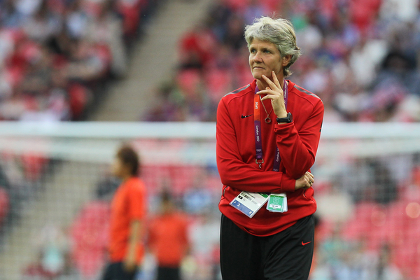 Swede Pia_Sundhage_resigned_as_coach_of_the_US_womens_team_after_leading_them_to_a_third_consecutive_Olympic_gold_medal_at_London_2012_with_a_2-1_victory_in_the_final_over_Japan_at_Wembley_Stadium