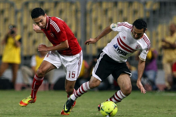 Egypts Mohammed_Nagi_of_Al-Ahly_club_L_challenges_Ahmed_Samir_of_Egypts_Zamalek