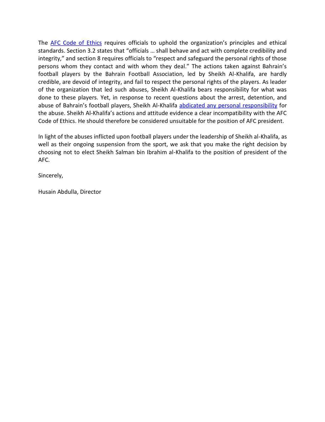 Letter to AFC Members page 2