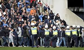 Swedish fans invade pitch