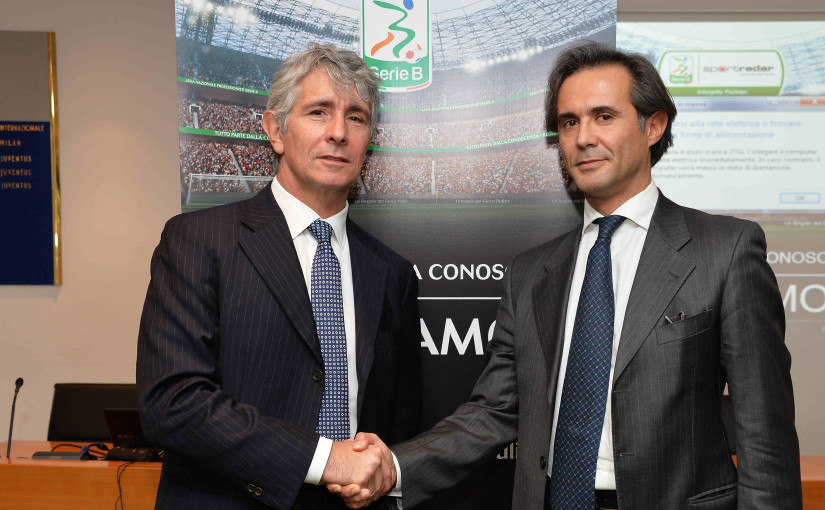 Serie B President Andrea Abodi and Sportradar Education Manager Marcello Presilla