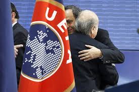 UEFA flag Platini and Blatter