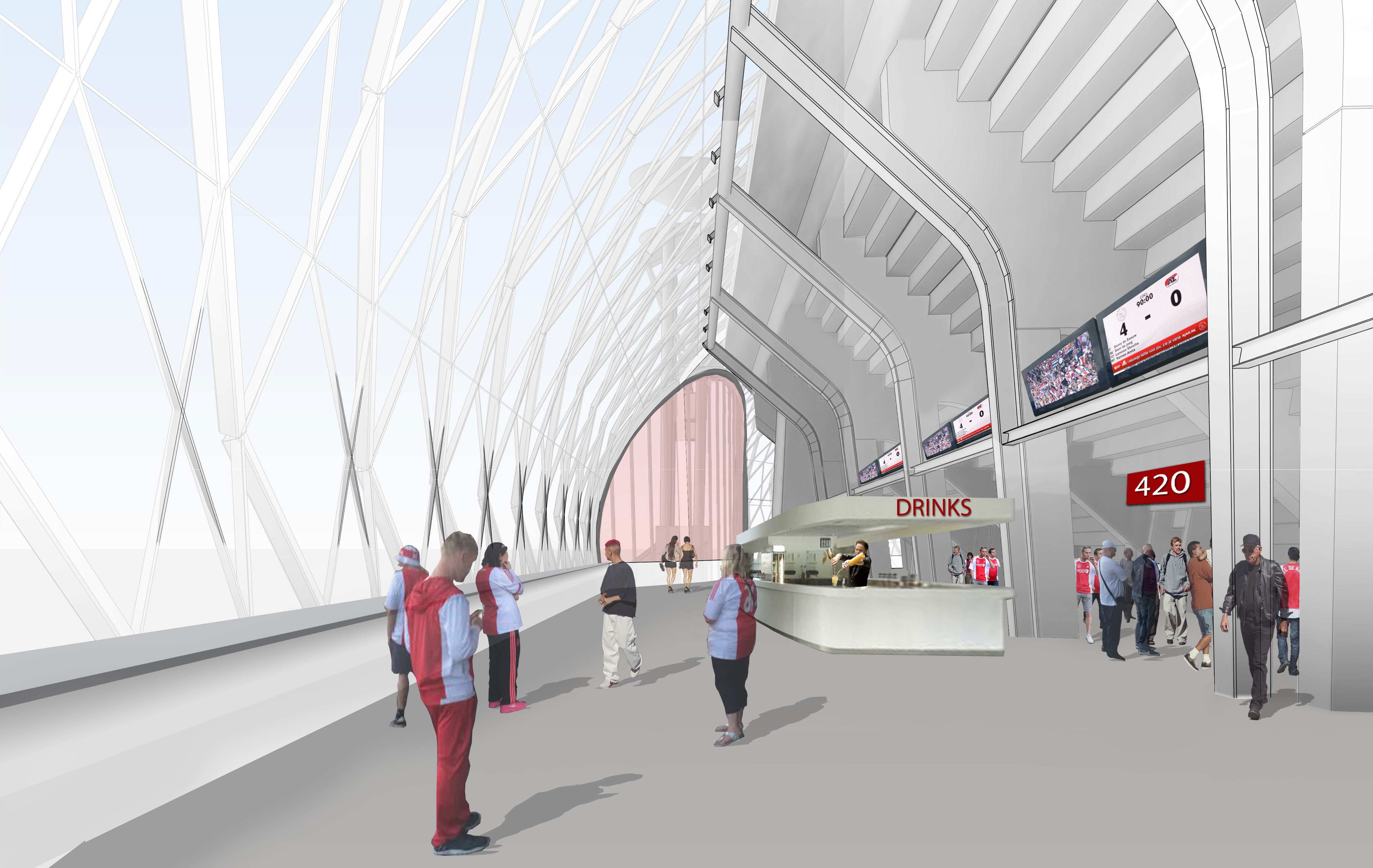 Amsterdam Arena 2 Artist Impression 2 Impression of the new upper tier concourse level 7